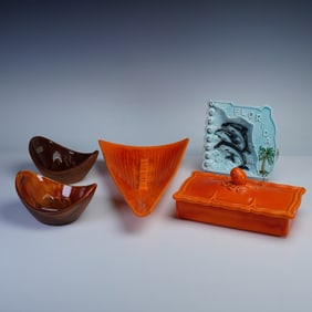 6pc Vintage Haeger Pottery and Japan Ashtray Lot