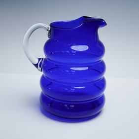 Vintage Louie Glass Co. Cobalt Blue Pitcher with Ice Lip
