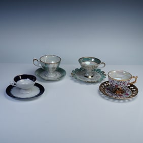 8pc Vintage Lusterware Cups and Saucers Assorted Styles