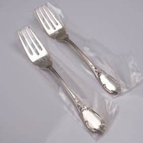 2pc Buccellati Sterling Silver Fish/Salad Forks, Monte Mario Pattern