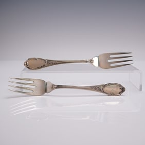 2pc Buccellati Sterling Silver Fish/Salad Forks, Monte Mario Pattern