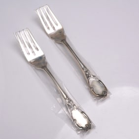 2pc Buccellati Sterling Silver Fish/Salad Forks, Monte Mario Pattern