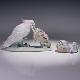 2pc Lladro Porcelain Figurines, Ducks 1004895 & How Skillful 1006517