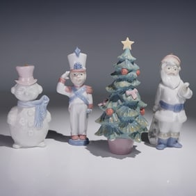 4pc Lladro Porcelain Figurine & Ornaments Christmas Collection