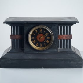 Susse Freres Paris France Black Slate Mantel Clock