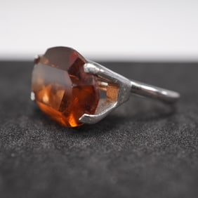 Sterling Silver Adjustable Shank Ring with Stone