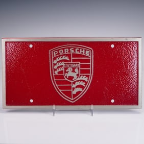 Porsche Aluminum and Red Enamel Dealer Sign