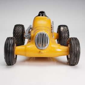 Vintage #7 Mustard-Yellow Tether Race Car