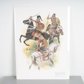 Angus McBride Original Gouache on Board, Iberian Wars Cavalry Clash, Signed