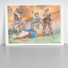Angus McBride Original Gouache on Board, Medieval Soldiers, Signed
