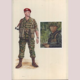 Richard Hook Original Gouache on Board, Paratrooper and Guerrilla, Signed