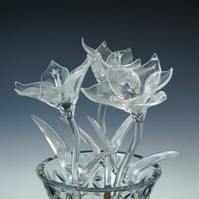 3pc Waterford Crystal Fleurology Sculptures, Lily