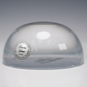 Princess House Crystal Paperweight, Floral Etching