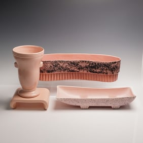 4pc Pink American Pottery Ceramic Planters and Vase