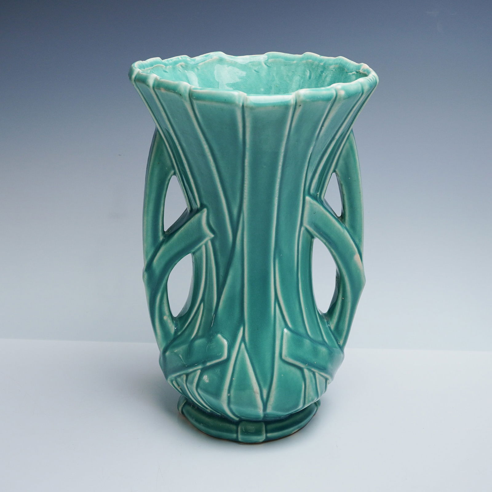 McCoy Pottery Vase, Turquoise Glaze (1 of 4)