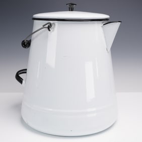 U.S. Standard White Enamelware Coffee Boiler/Water Kettle