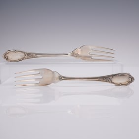 2pc Buccellati Sterling Silver Fish/Salad Forks, Monte Mario Pattern