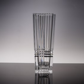 Bohemia Czech Lead Crystal Vase with Architectural Panel Design