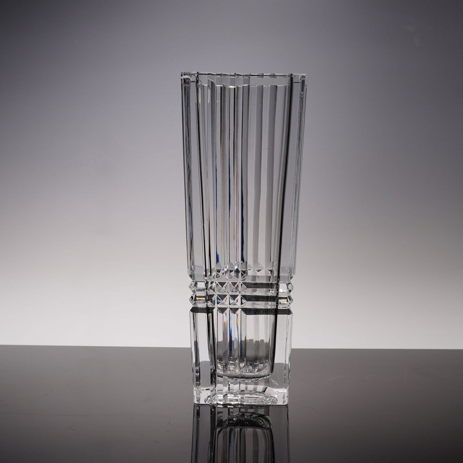 Bohemia Czech Lead Crystal Vase with Architectural Panel Design (1 of 6)