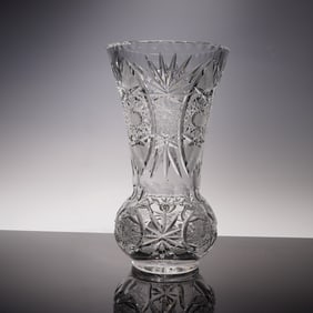 Sunburst Design Crystal Cut Vase