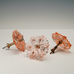 3pc Victorian Depression Glass Floral Curtain Tie Backs