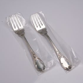 2pc Buccellati Sterling Silver Fish/Salad Forks, Monte Mario Pattern