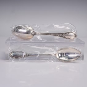 2pc Buccellati Sterling Silver Place Spoons, Monte Mario Pattern