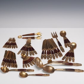 53pc Thailand Nickel Bronze Flatware Set