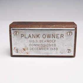 U.S.S. Seawolf "Plank Owner" Commissioning Plaque, December 1939