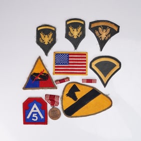 11pc Collection of U.S. Military Patches and Service Medal