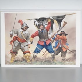 Angus McBride Original Gouache on Board 17th Century English SoldiersSigned