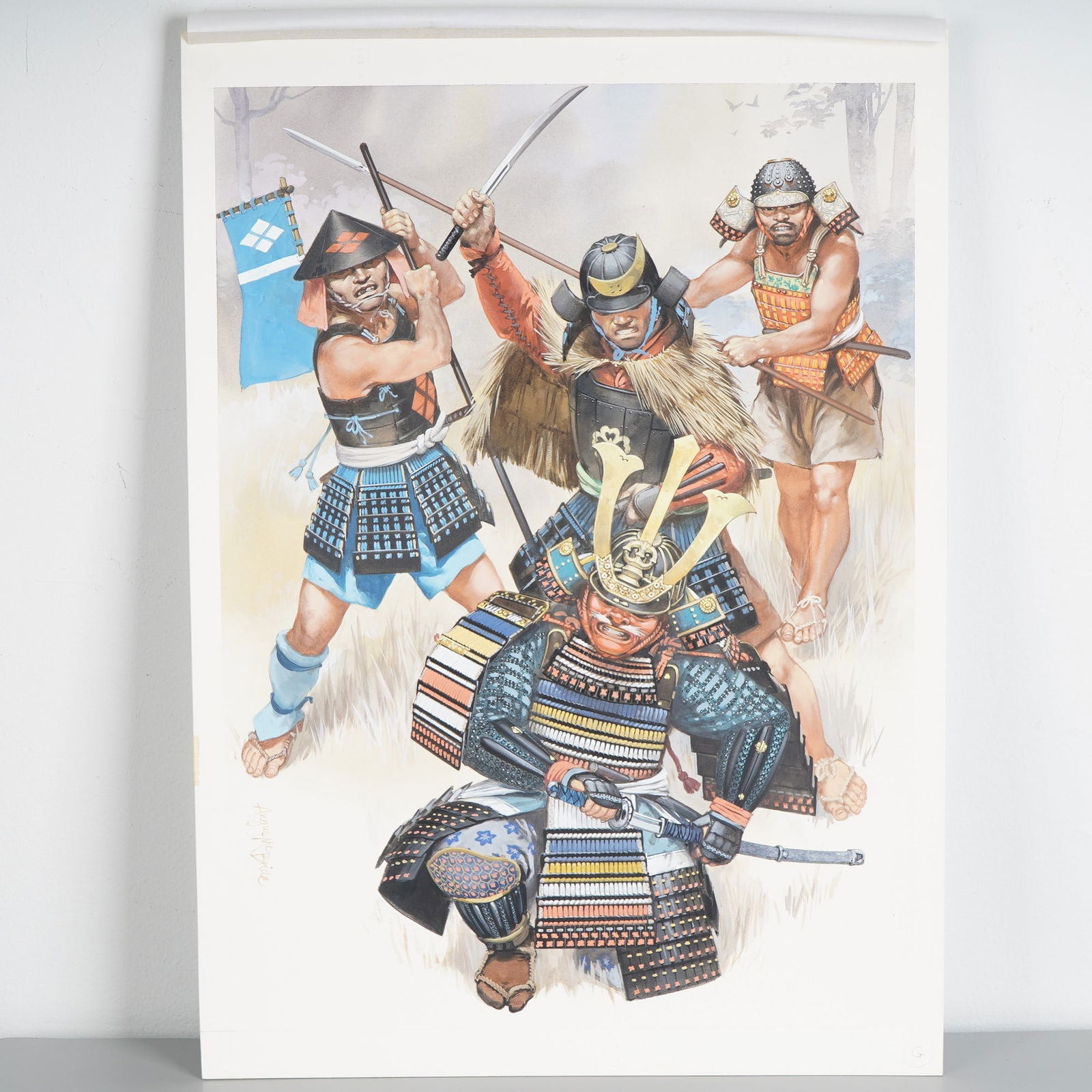 Angus McBride, Original Gouache on Board, Samurai Warriors, Signed (1 of 6)