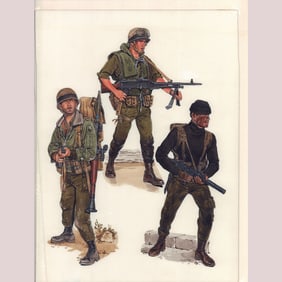 Ron Volstad Original Gouache on Board, Modern Infantry Soldiers, Signed