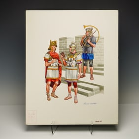 Ronald Embleton Gouache on Board, Roman Officers, Signed