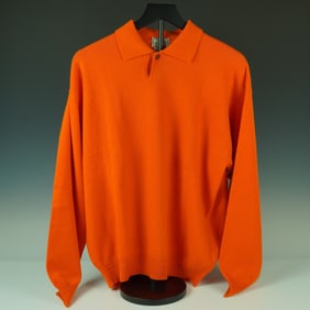 Gianni Versace Orange Cashmere Polo Collar Sweater