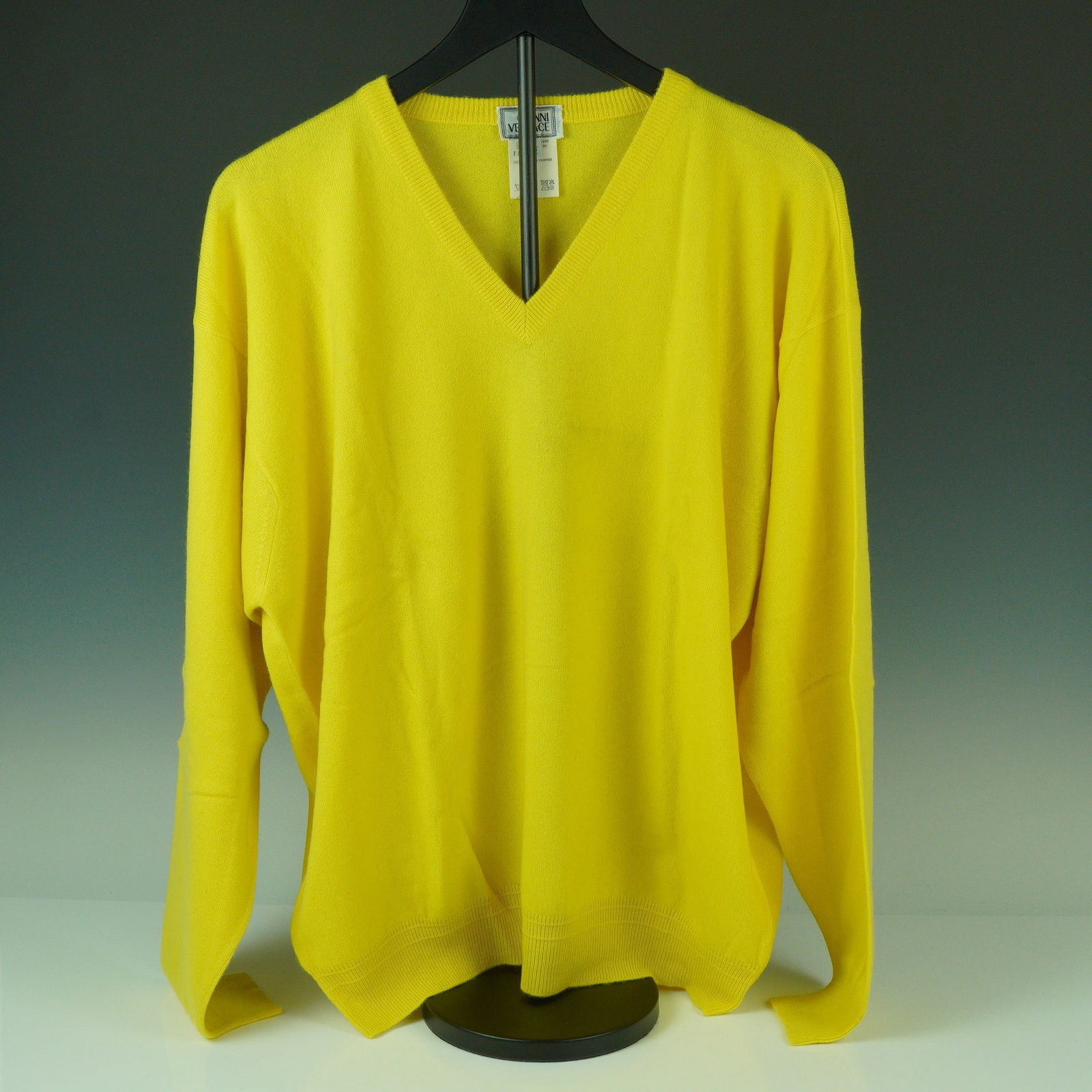 Gianni Versace Yellow Cashmere V-Neck Sweater (1 of 5)