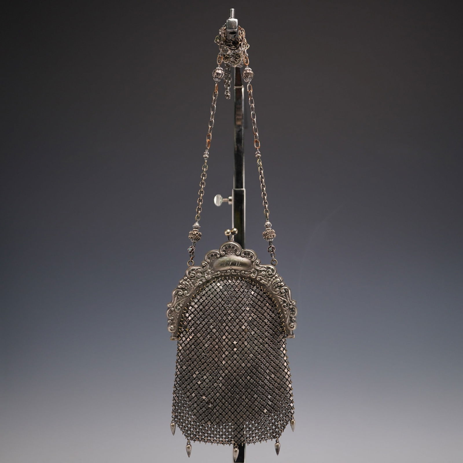 Antique German Silver Mesh Purse With Ornate Frame (1 of 9)