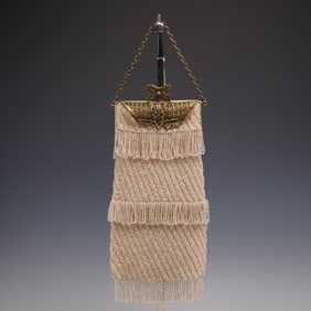 Beaded Evening Bag with Gilt Filigree Frame and Butterfly Clasp
