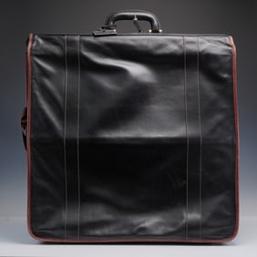 Madler Leather Garment Bag Black with Brown Trim