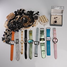 64pc Costume Jewelry & Watch Lot Assorted Styles