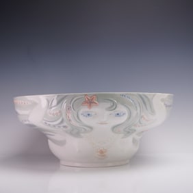 Lladro Porcelain Centerpiece Bowl, Mermaid 1011113