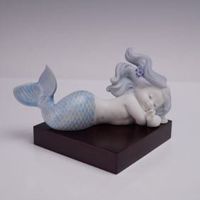 2pc Lladro Porcelain Figurine with Base, Day Dreaming At Sea 1018112