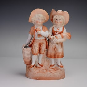 German Porcelain Rural Boy and Girl Figurine