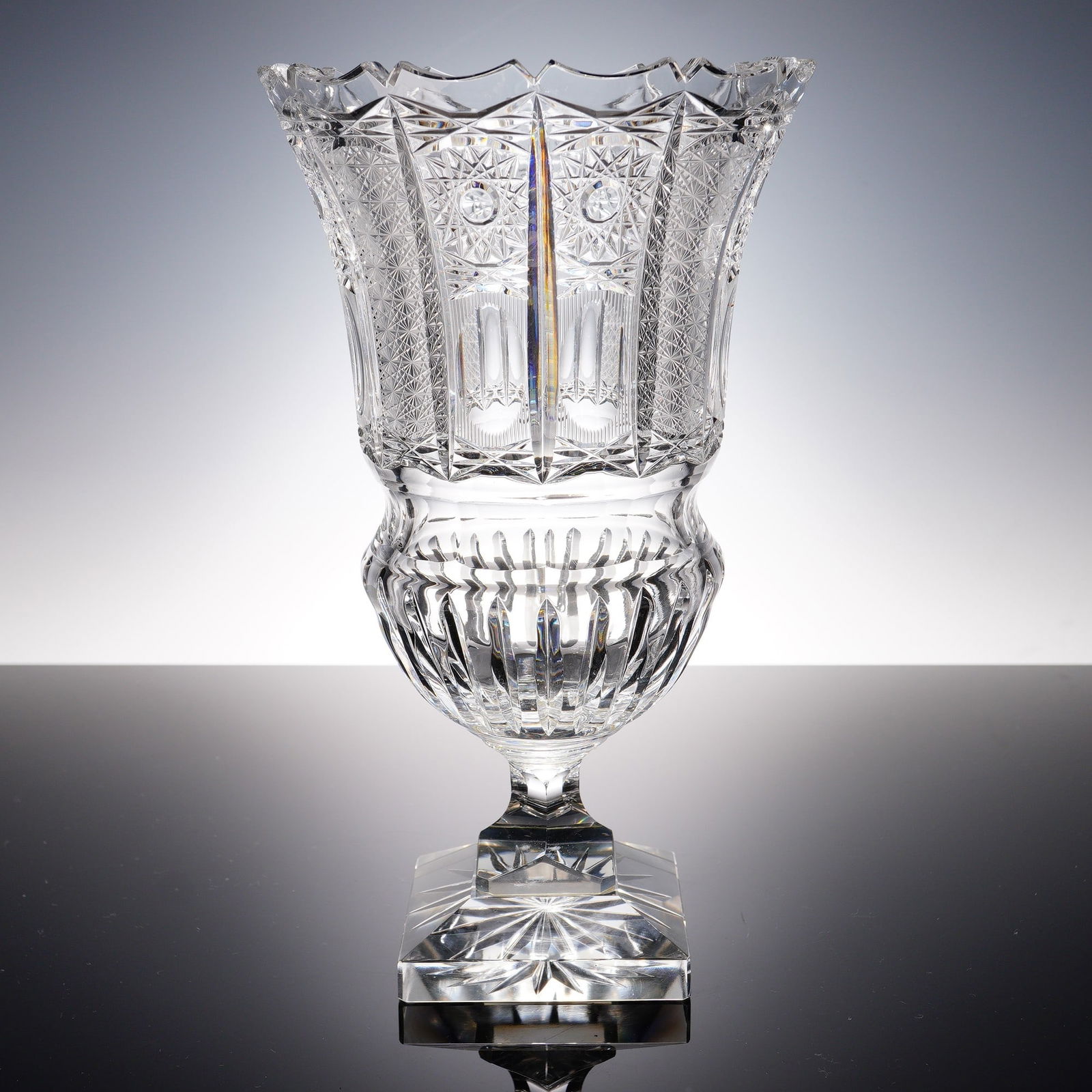 Cut Crystal Urn Vase on Pedestal Base (1 of 5)