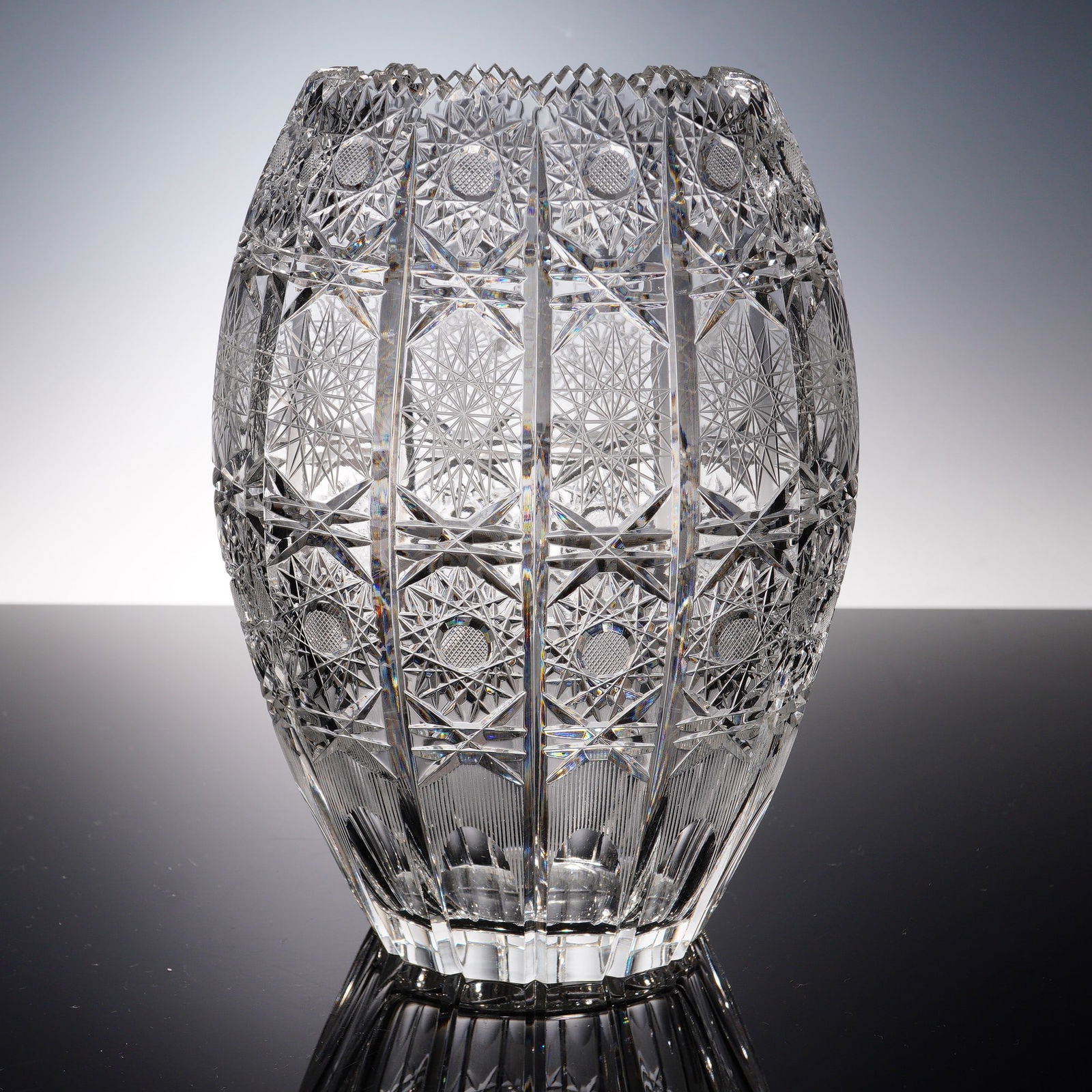 Cut Crystal Vase with Starburst and Fan Motif (1 of 6)