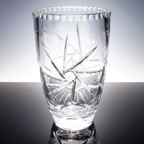 Large American Brilliant Cut Glass Vase, Deep Panel