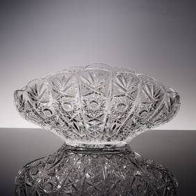 American Brilliant Cut Crystal Clam Shell Form Bowl