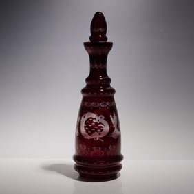 Bohemian Ruby Cut to Clear Decanter