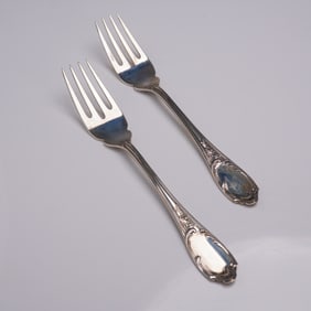 2pc Buccellati Sterling Silver Fish/Salad Forks, Monte Mario Pattern