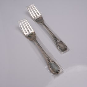 2pc Buccellati Sterling Silver Fish/Salad Forks, Monte Mario Pattern
